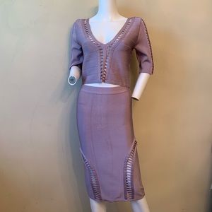 Bebe Lavender Bondage Skirt Top Set